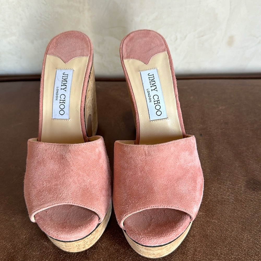 Jimmy Choo Pink Suede Platforms